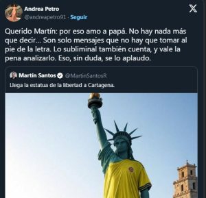 Los mensajes que son muy intelectuales y no son entendidos por la derecha ignorante colombina que solo da risa Imagen Cortesia Revista Semana/ cuenta de X Andrea Petro