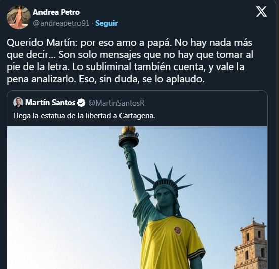 Los mensajes que son muy intelectuales y no son entendidos por la derecha ignorante colombina que solo da risa Imagen Cortesia Revista Semana/ cuenta de X Andrea Petro